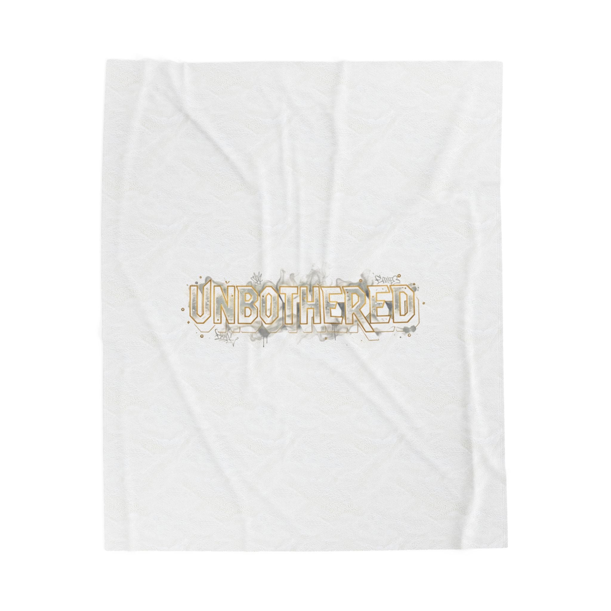 Unbothered Typography Velveteen Plush Blanket | Cost of Living Humor, brokelife meme