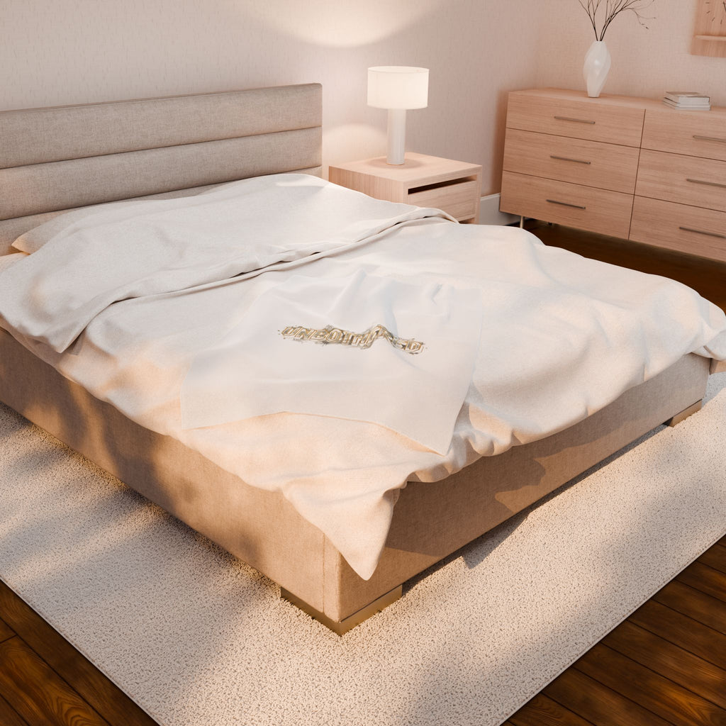 Unbothered Typography Velveteen Plush Blanket | Cost of Living Humor, brokelife meme