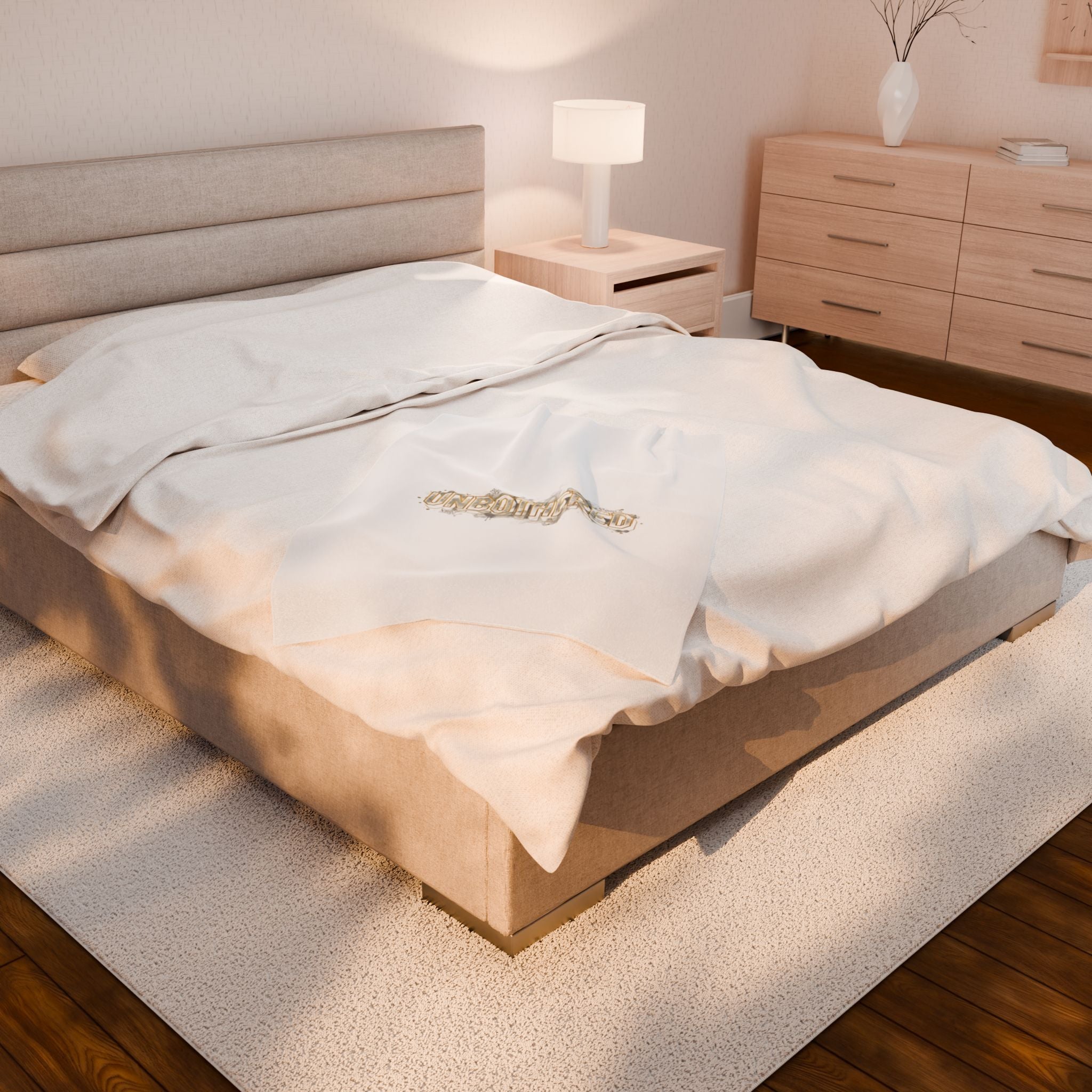 Unbothered Typography Velveteen Plush Blanket | Cost of Living Humor, brokelife meme