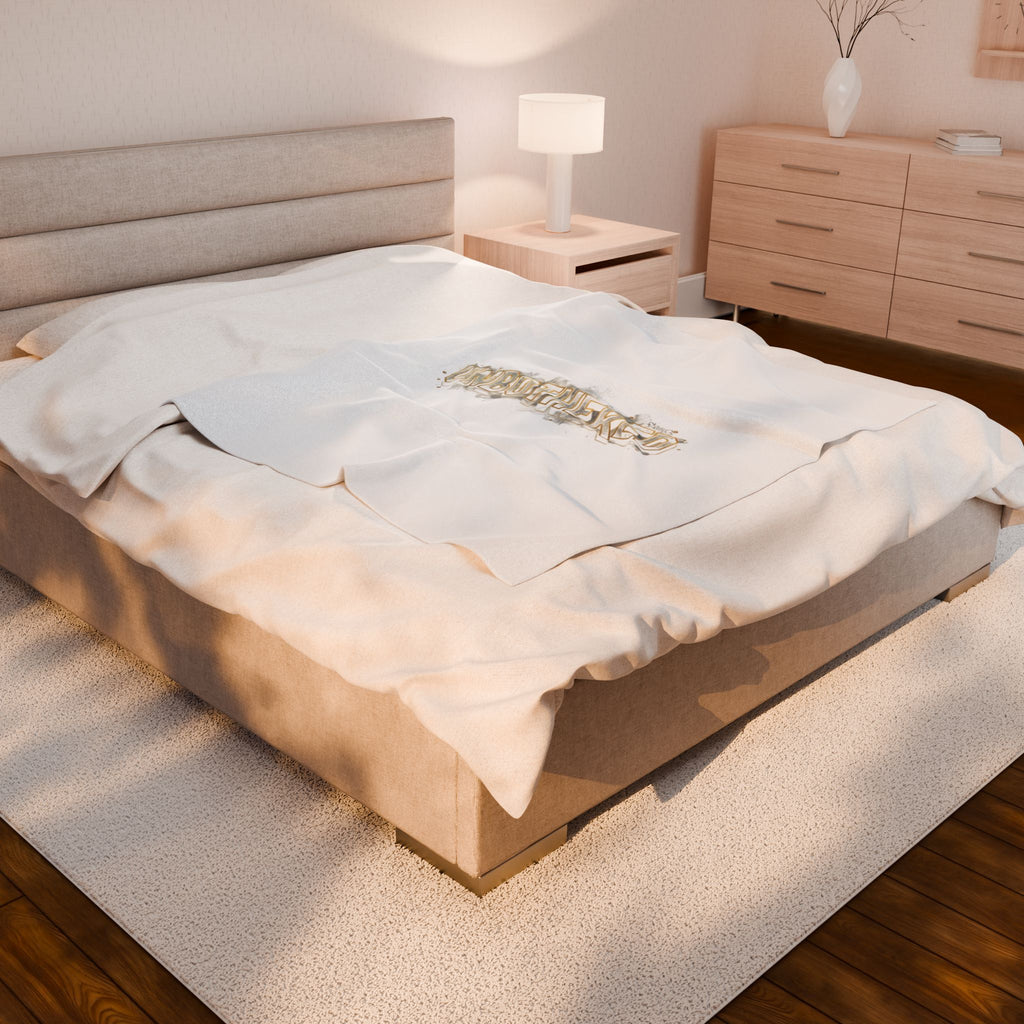 Unbothered Typography Velveteen Plush Blanket | Cost of Living Humor, brokelife meme