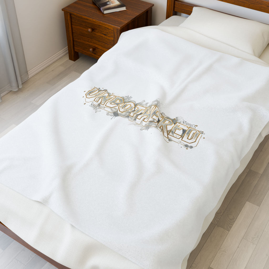 Unbothered Typography Velveteen Plush Blanket | Cost of Living Humor, brokelife meme