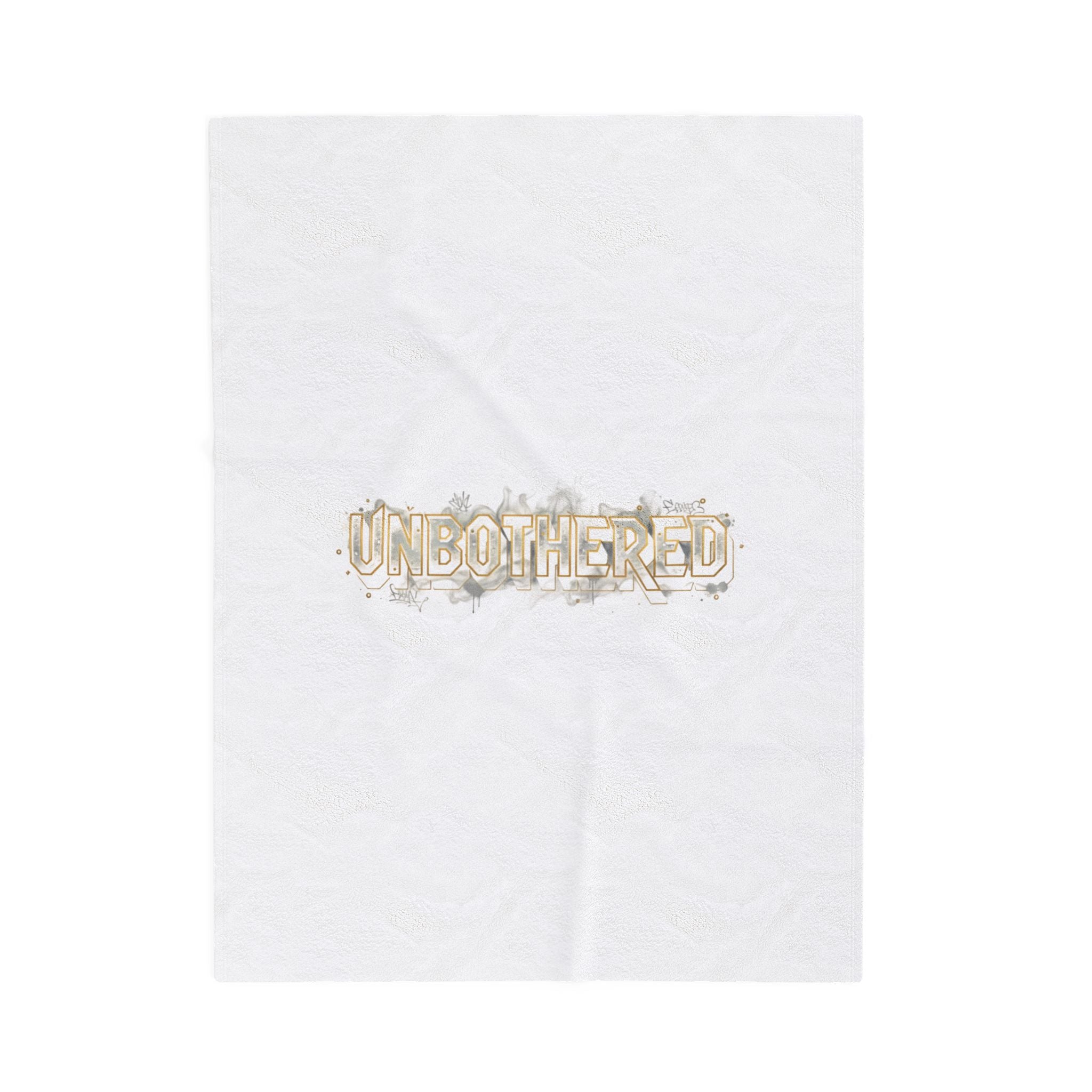 Unbothered Typography Velveteen Plush Blanket | Cost of Living Humor, brokelife meme